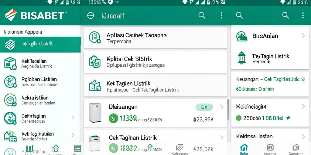 Tampilan utama aplikasi Cek Tagihan Listrik BISABET yang user-friendly.