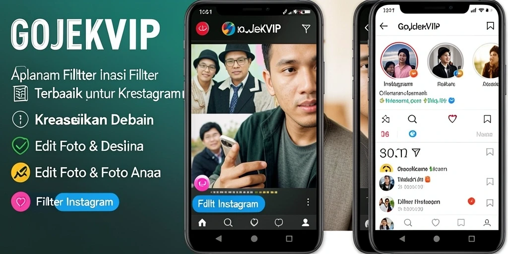 Antarmuka GOJEKVIP yang mudah digunakan untuk filter Instagram.