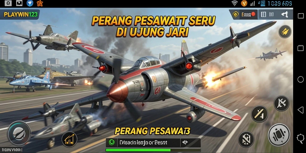 Antarmuka PLAYWIN123 menampilkan pertempuran pesawat yang dinamis dan mendebarkan.