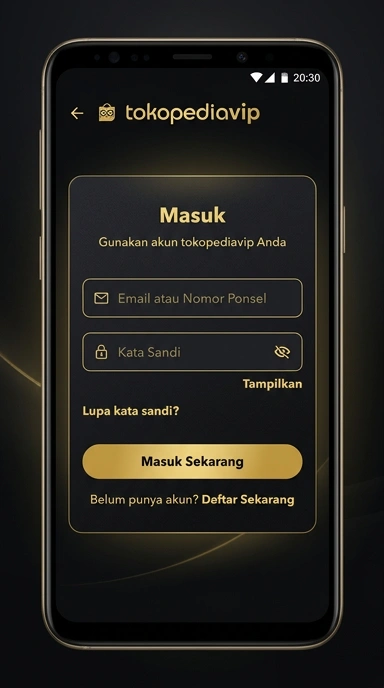 Tampilan halaman login tokopediavip