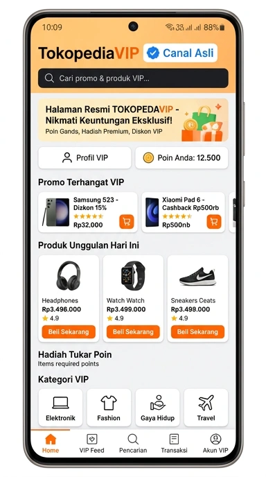 Tampilan kanal resmi tokopediavip
