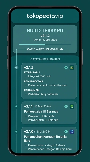 Tampilan riwayat versi tokopediavip